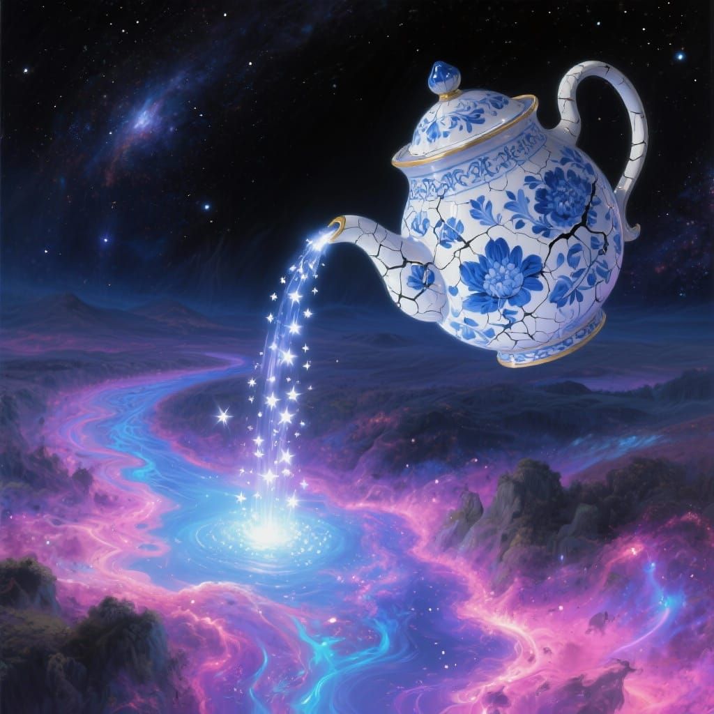 Cosmic Teapot Pours Starlight Through Swirling Nebulae