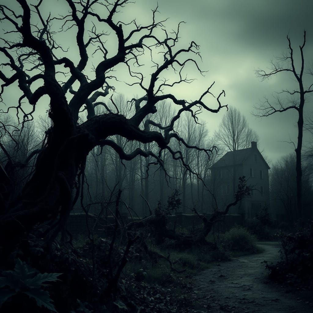 Twisted Trees Tower in a Haunting Dreamscape