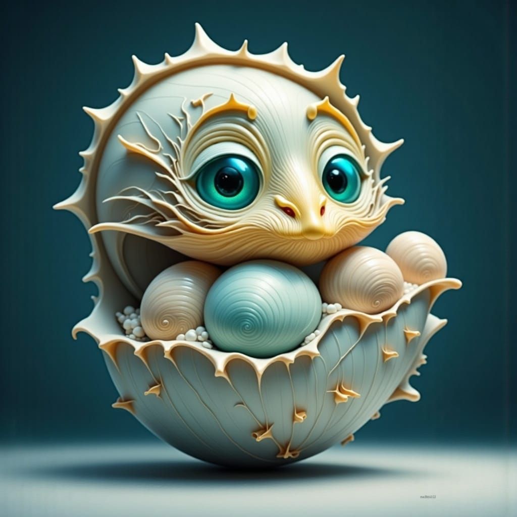 Surreal Seashell with an Otherworldly Glow