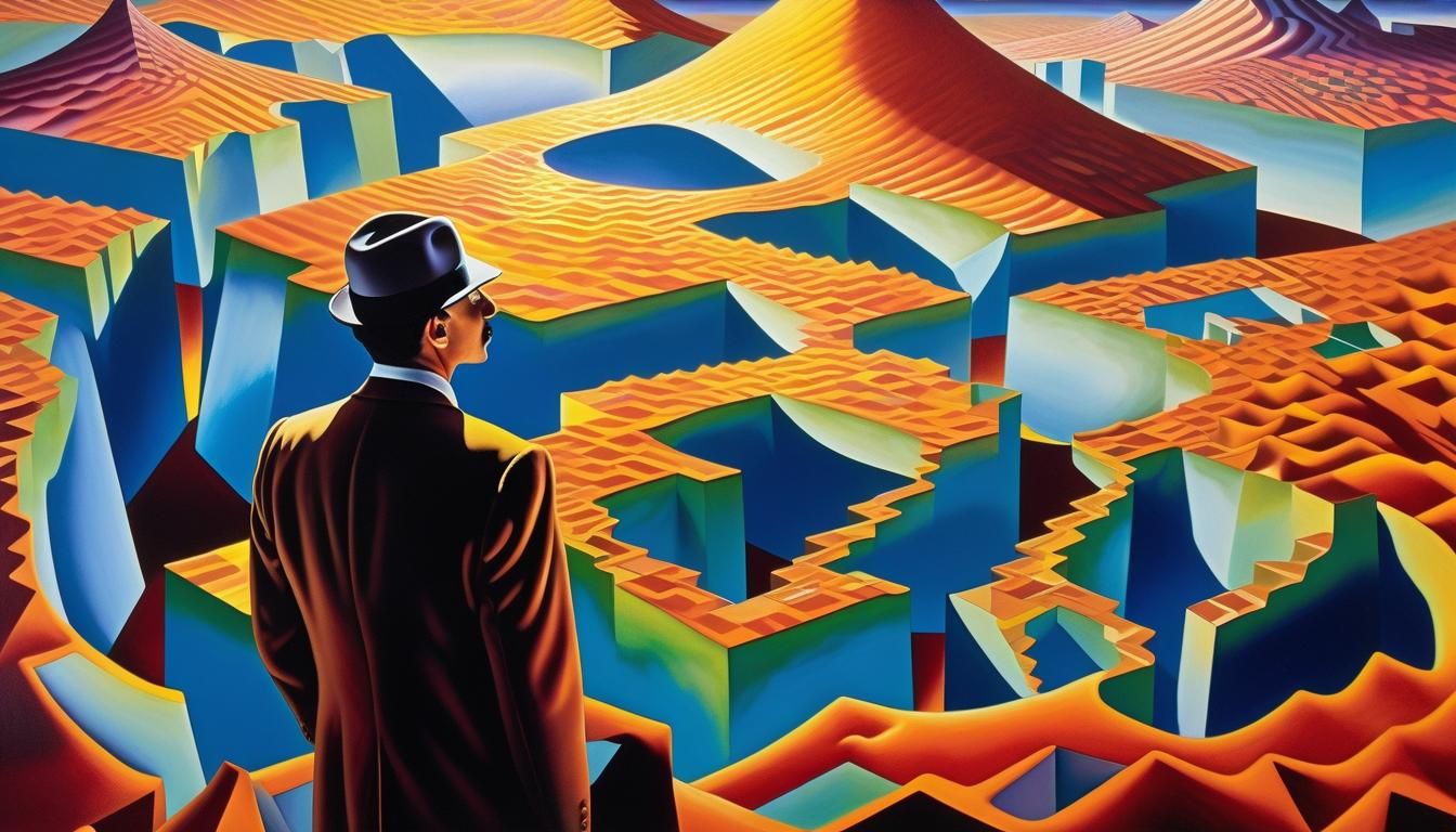 Escher-Inspired Surreal Dreamscape in Vibrant Watercolor