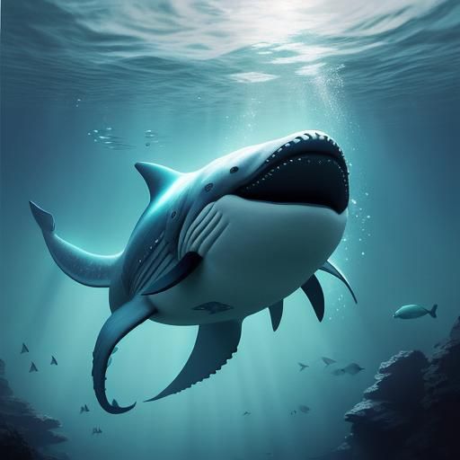 Bioluminescent Whale Tail Underwater Concept Art