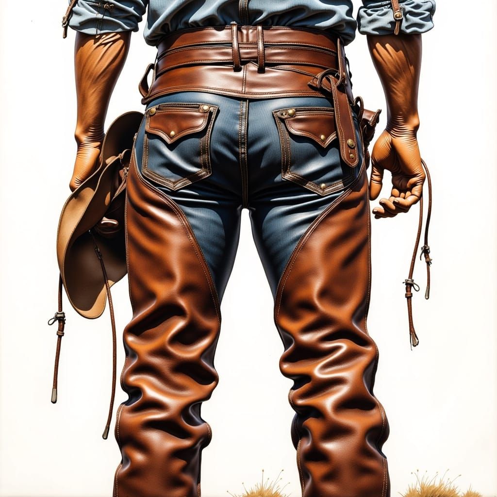 Cowboy with Lariat and Hat in Realistic Style