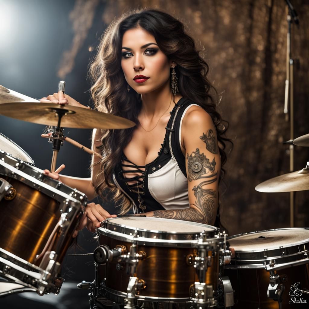 Steampunk Latina Drummer Girl Inspired by Sheila E