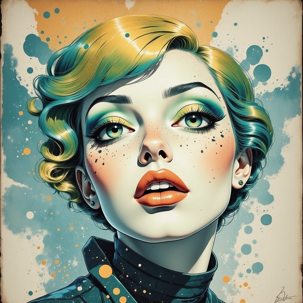 Cosmic Watercolor Texture with 3D Shading