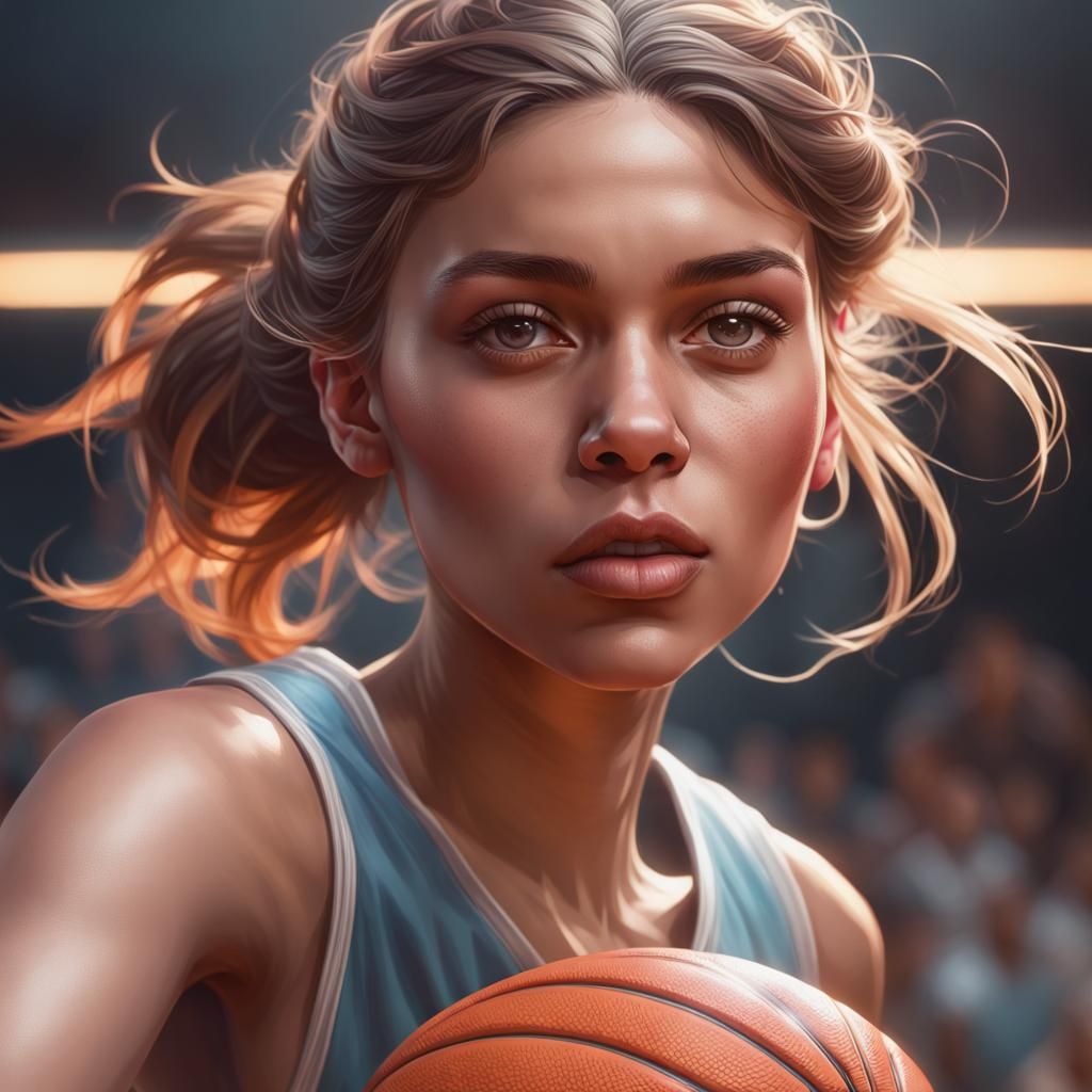 Basketball Girl Portrait in Hyperdetailed Lighting