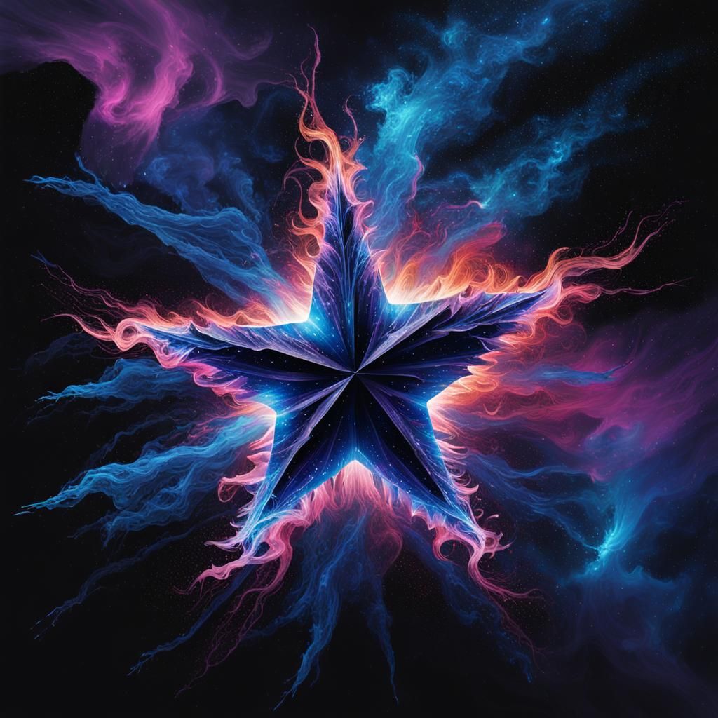 Brilliant Blue Star with Electric Energy in Cosmic Sky