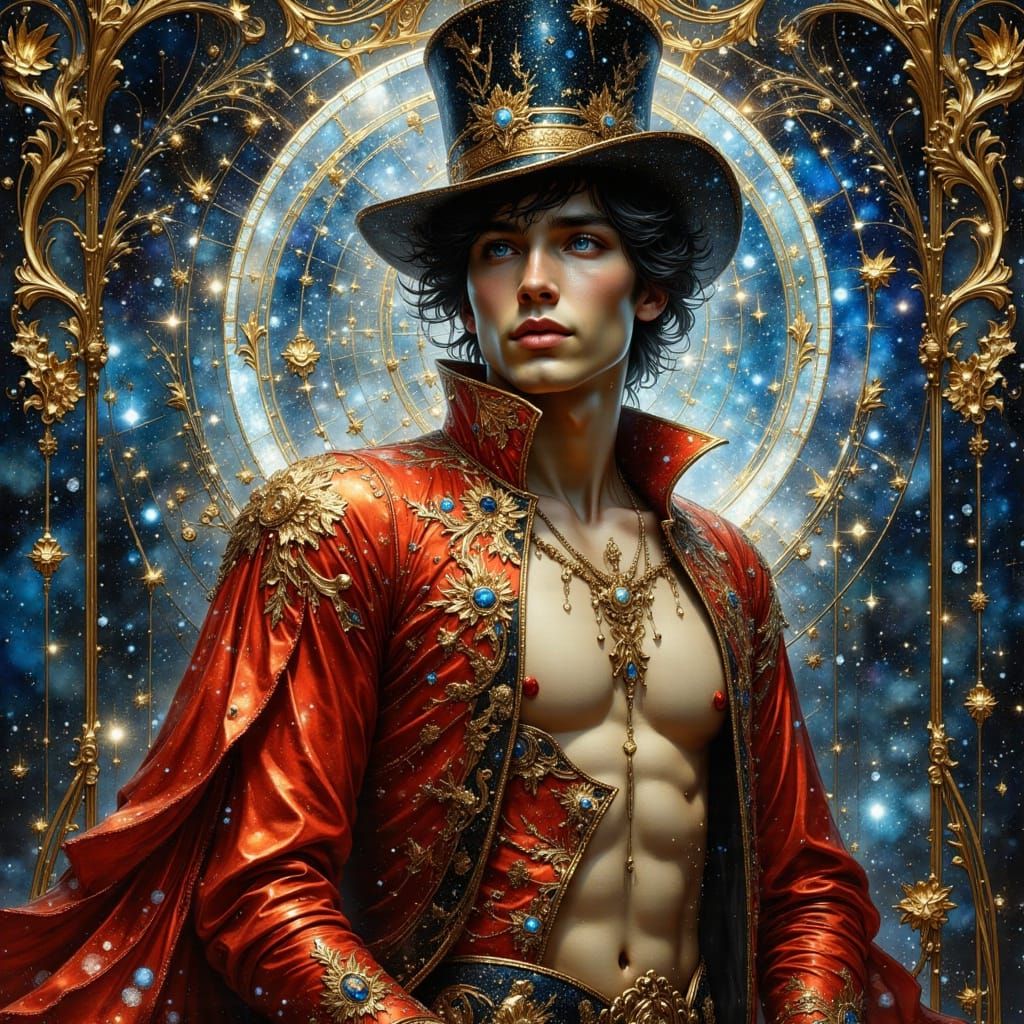 Celestial Ringmaster in Art Nouveau Style