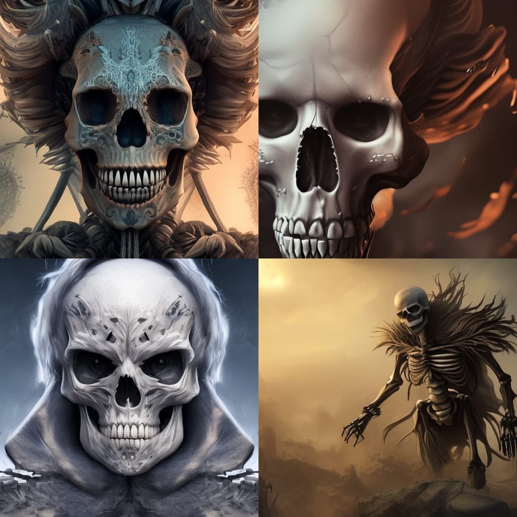 Intricate Skeleton Portrait in Purple and Yellow