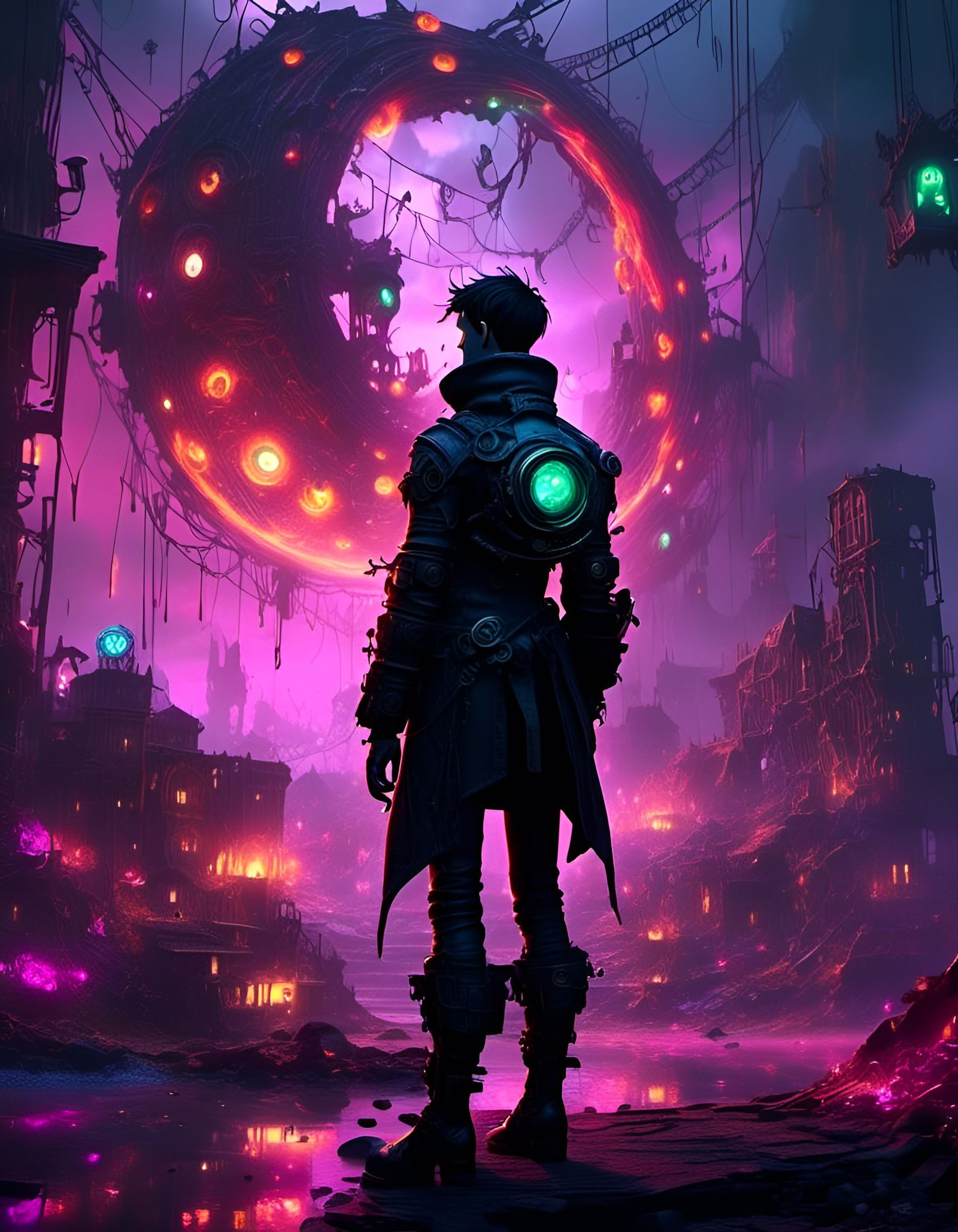 Obscure Worldwanderer in Gritty Steampunk Style