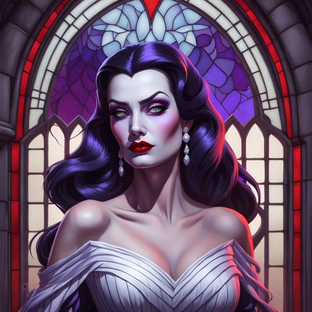 Lily Munster Portrait in Art Nouveau Style