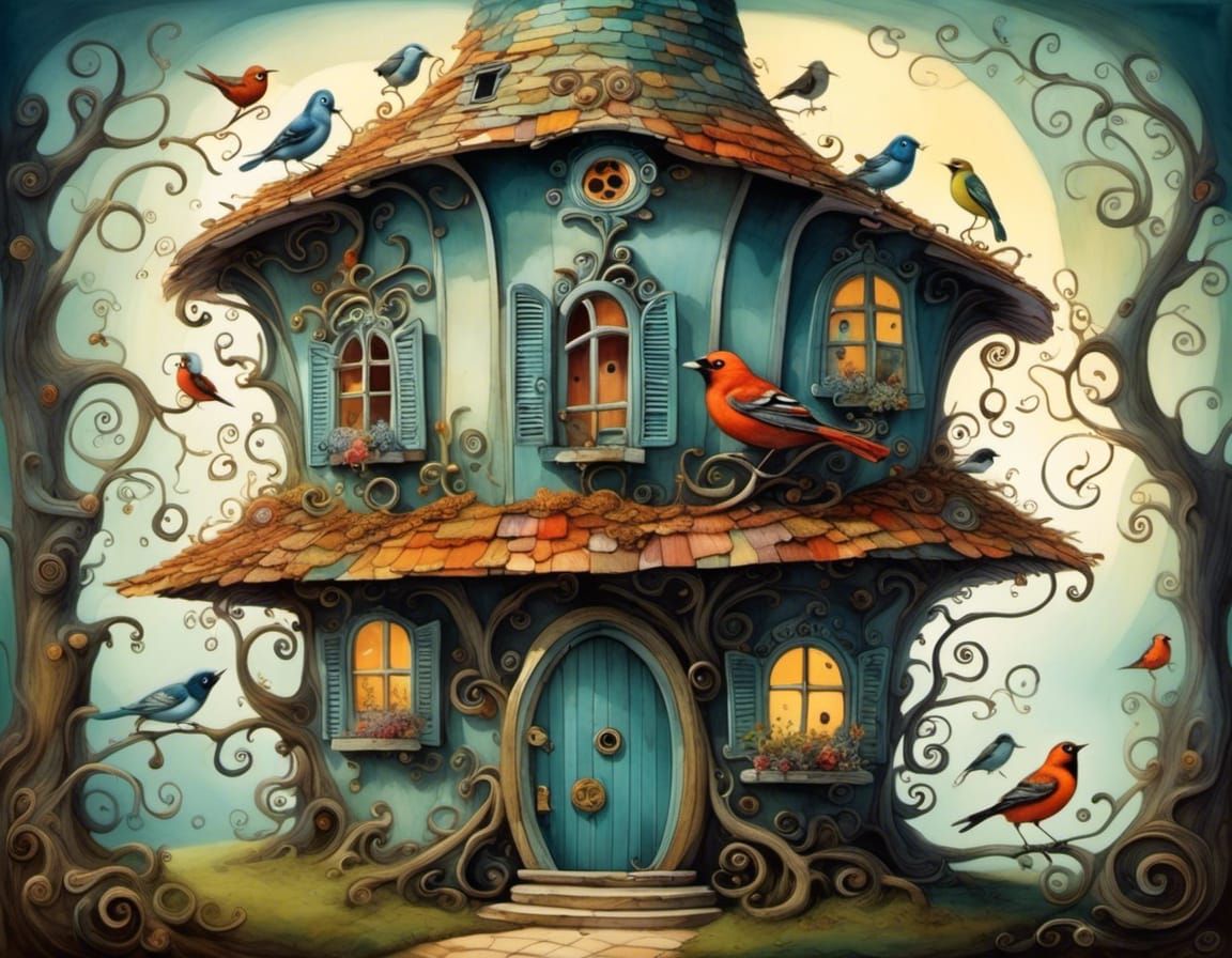 whimsical birdhouse