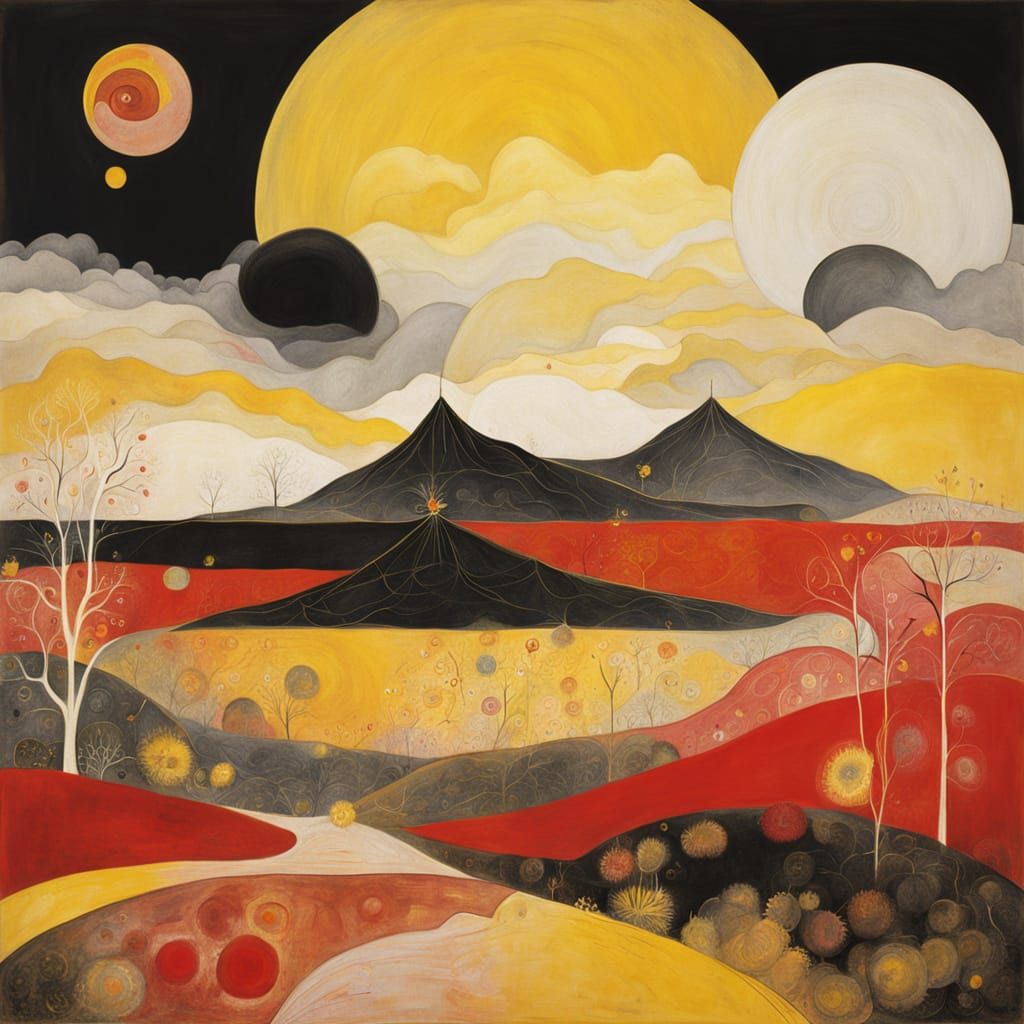 Vibrant Abstract Fantasy Realm in Warm Hues