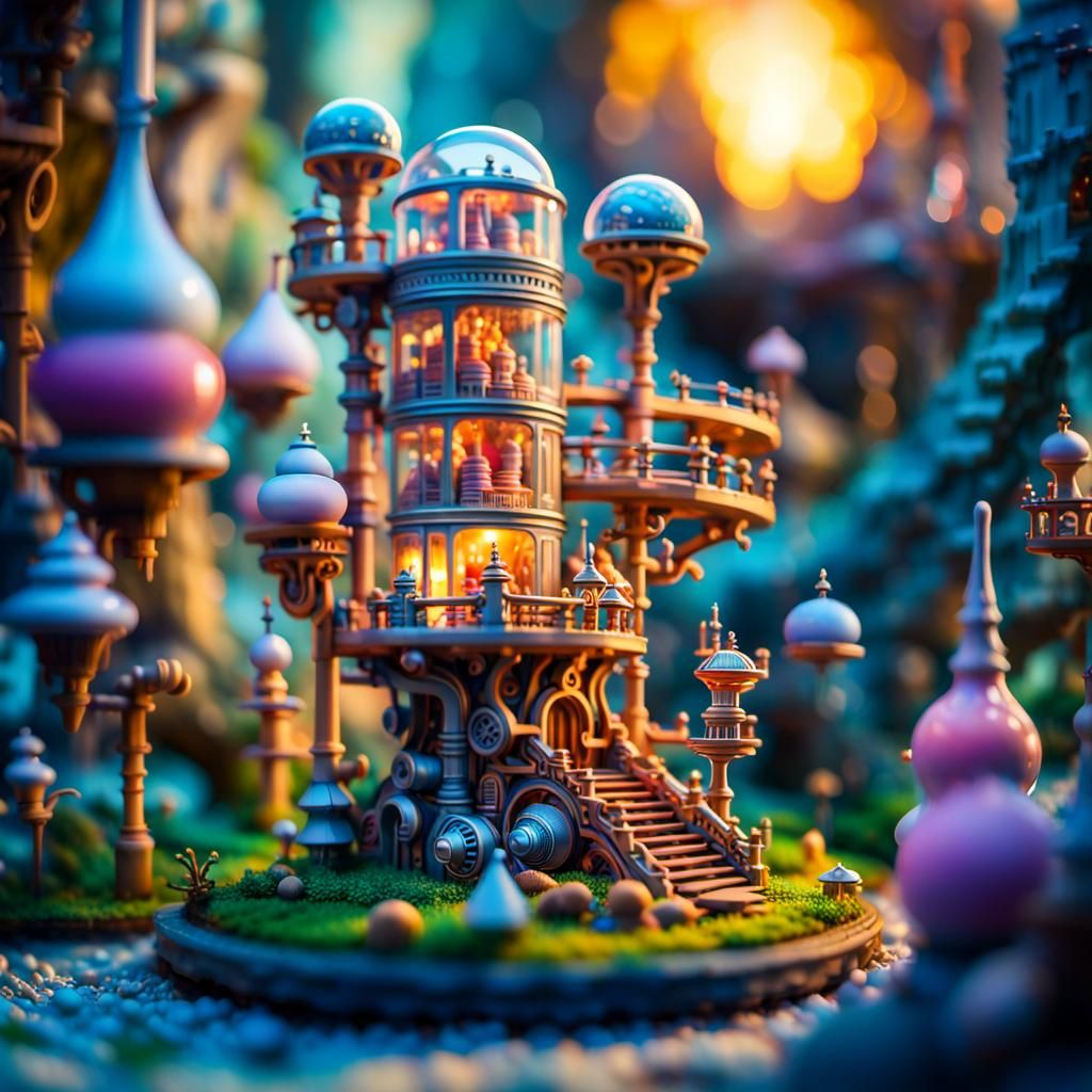 Detailed Micro Helix Contraption in Fantasy Realism