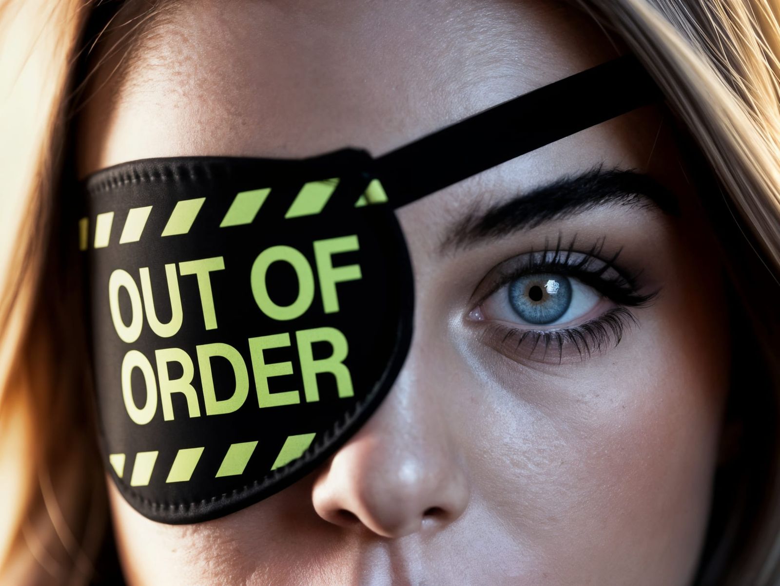 A Young Woman's Enigmatic Gaze with Eyepatch