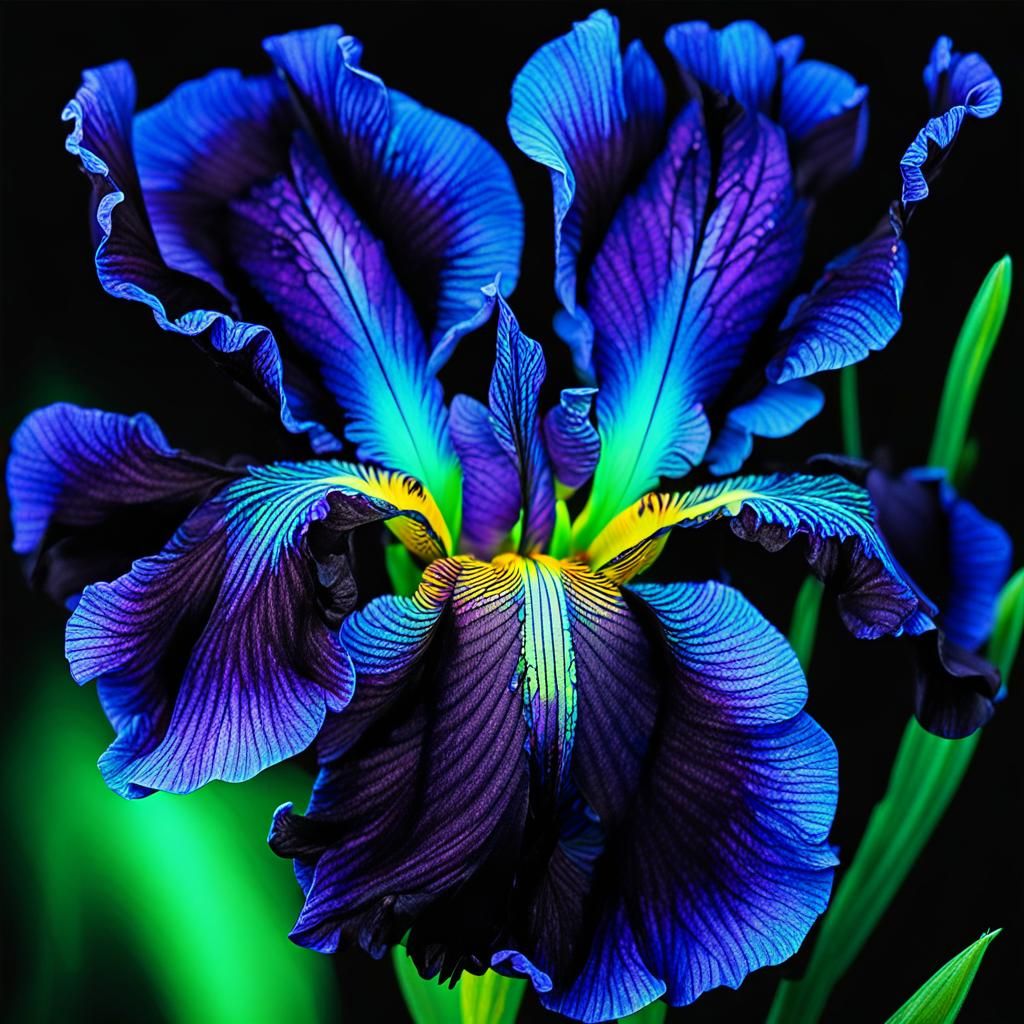 Surreal Bioluminescent Iris in Extreme Macro Photography