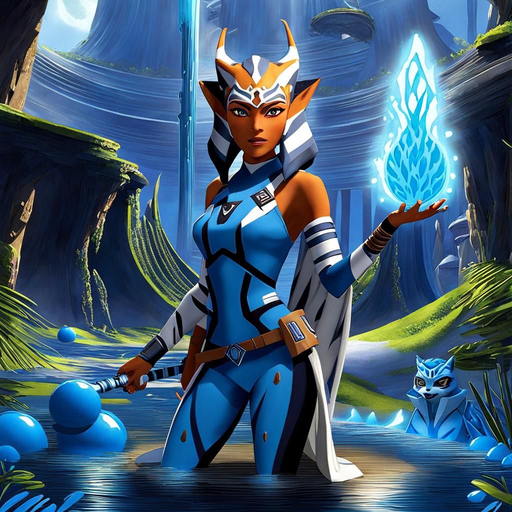 Ahsoka Tano as a Blue Slime Girl
