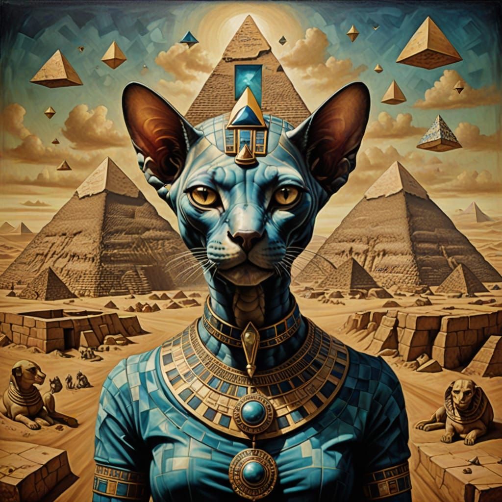 Egyptian Sphinx in Surrealist Double Exposure