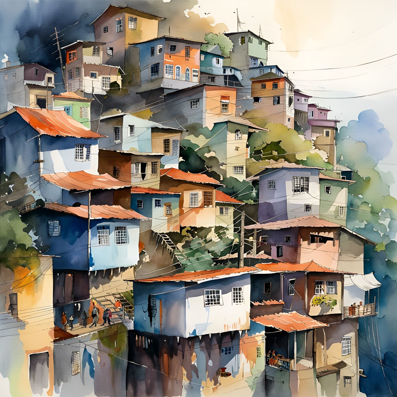 Favela in Brazil (Homage to contemporary architectural artist Thomas W Schaller)