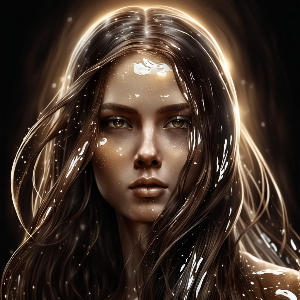 Glowing Alabaster Woman in Dark Glass Style