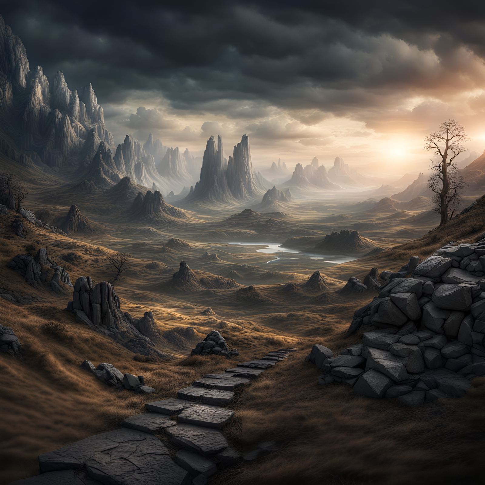 Cinematic Fantasy Landscape in Hyperrealistic Detail