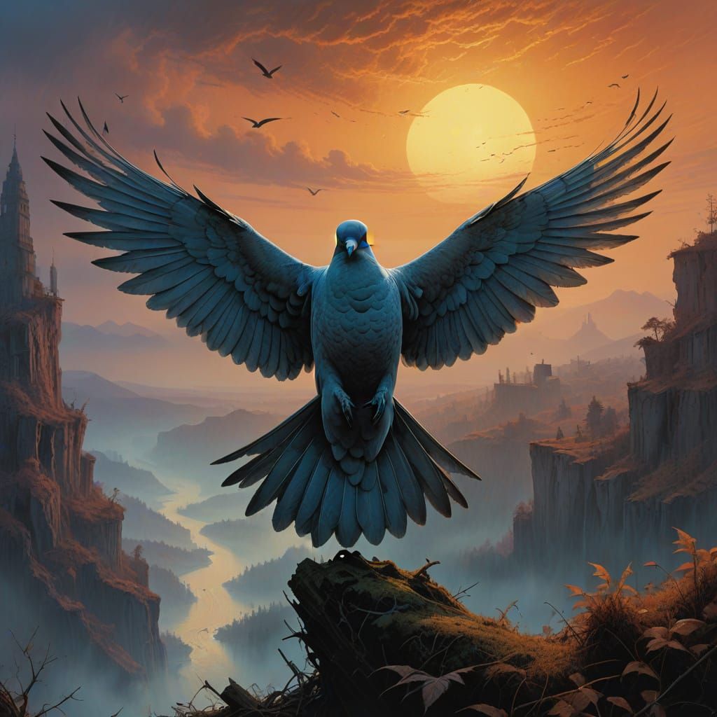 Majestic Dove as Symbol of Peace in Soft Dawn Light