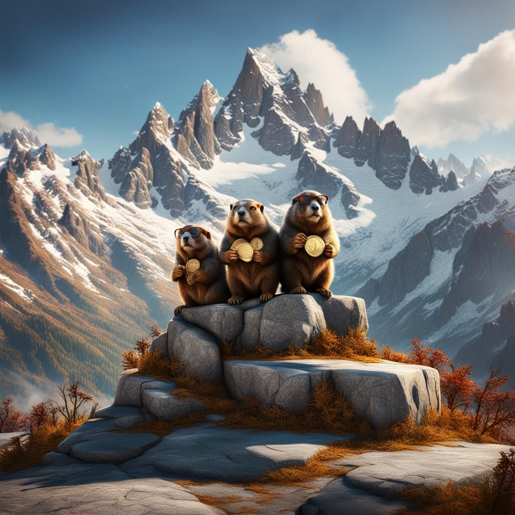 Marmots on Olympic Podium: Detailed Matte Painting