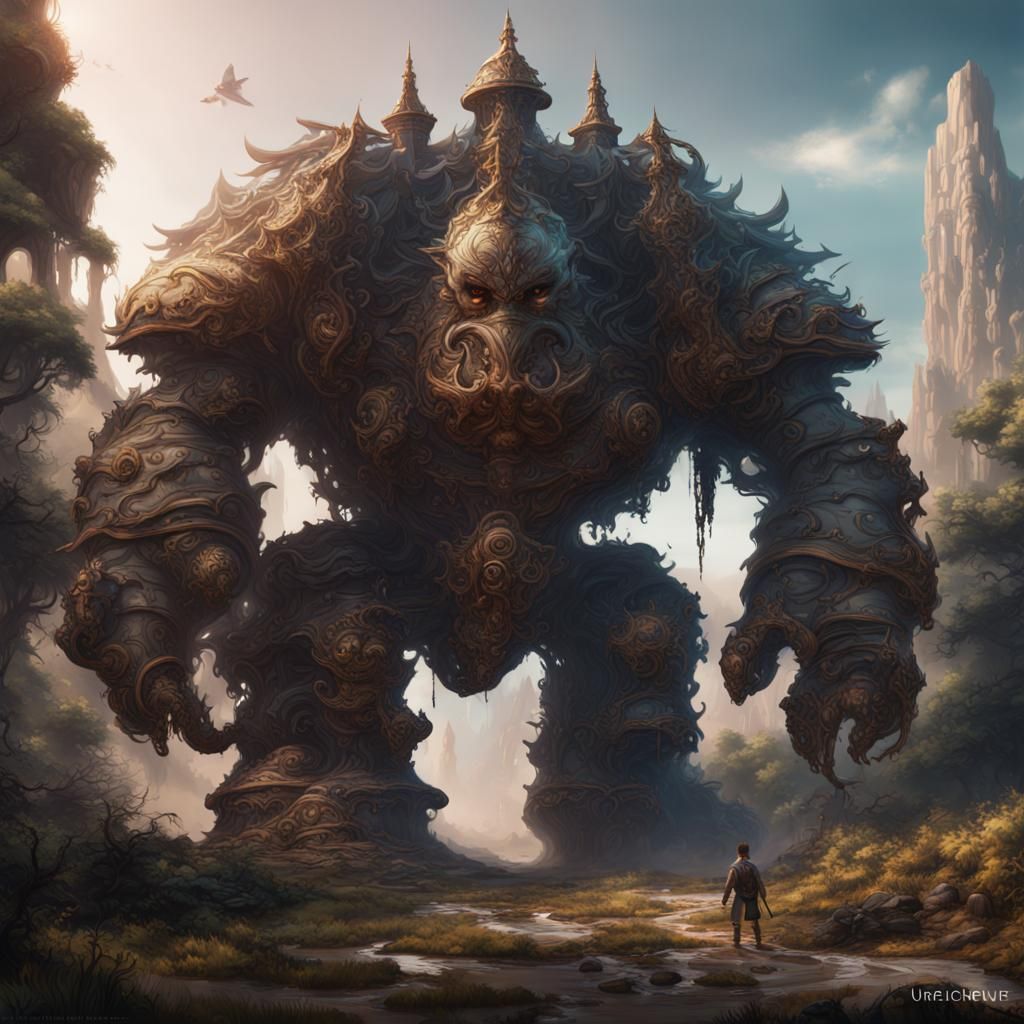 Detailed Matte Painting of a Large Boy