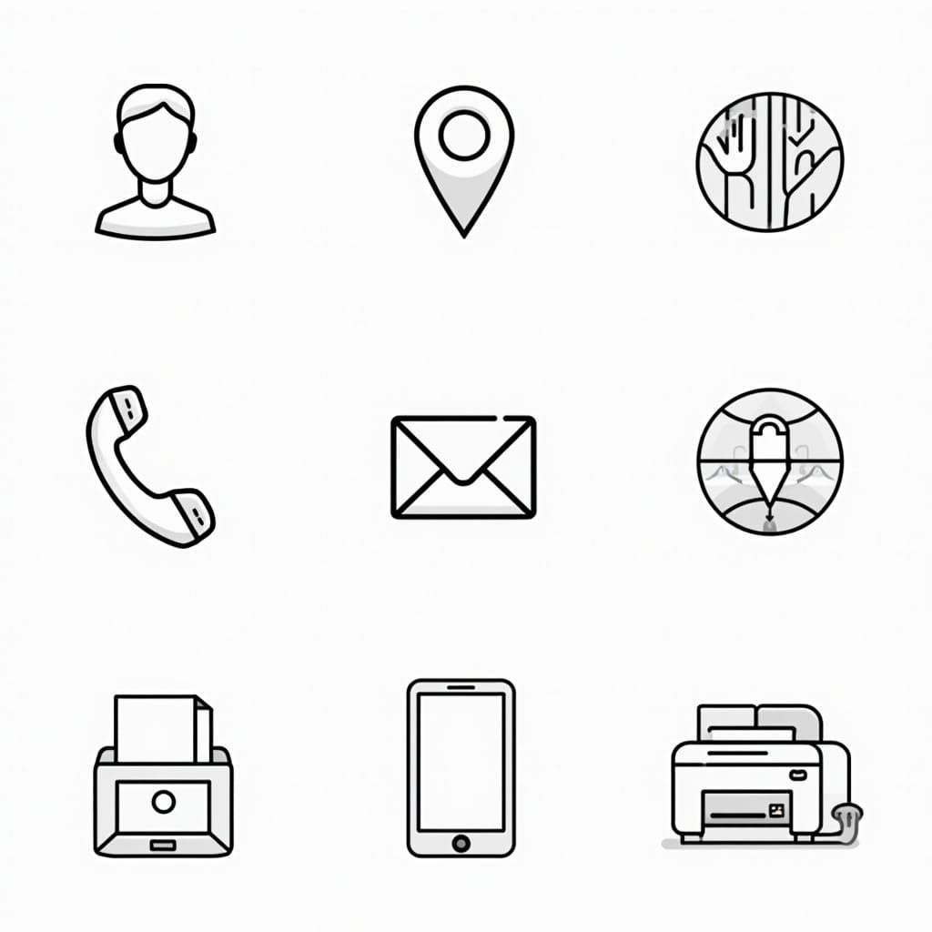 Black and White Icon Grid in Modernist Style