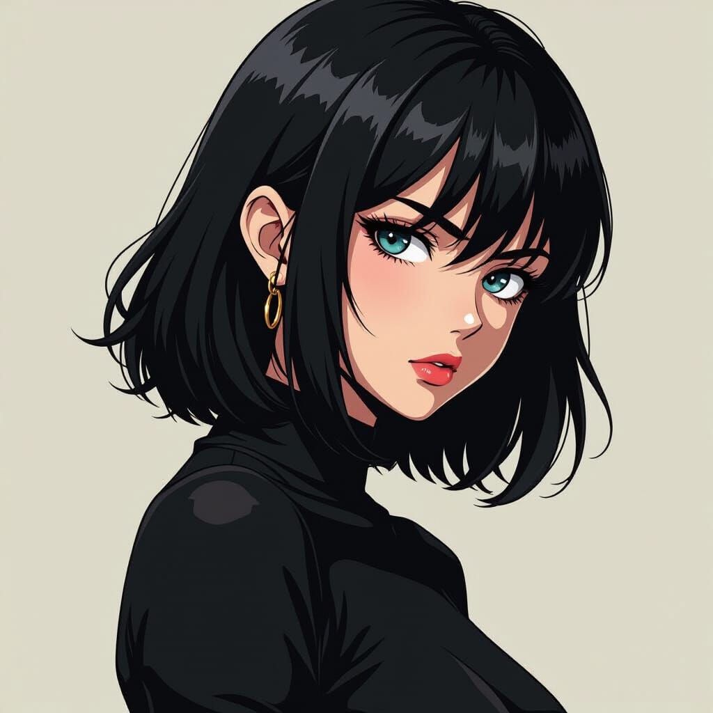 Intense Anime Woman in Chainsaw Man Style