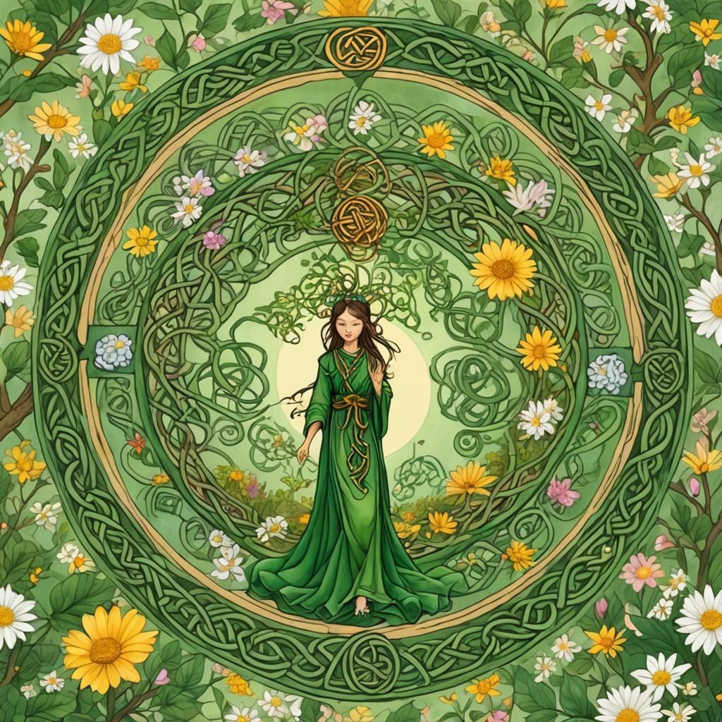 Vernal Equinox: Celtic Spring in Asian Painting Style