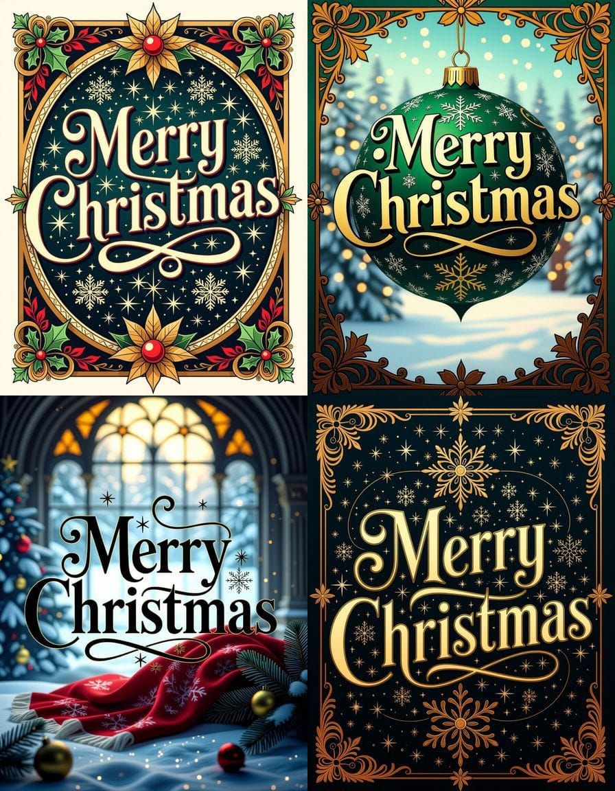Merry Christmas in Art Nouveau Style