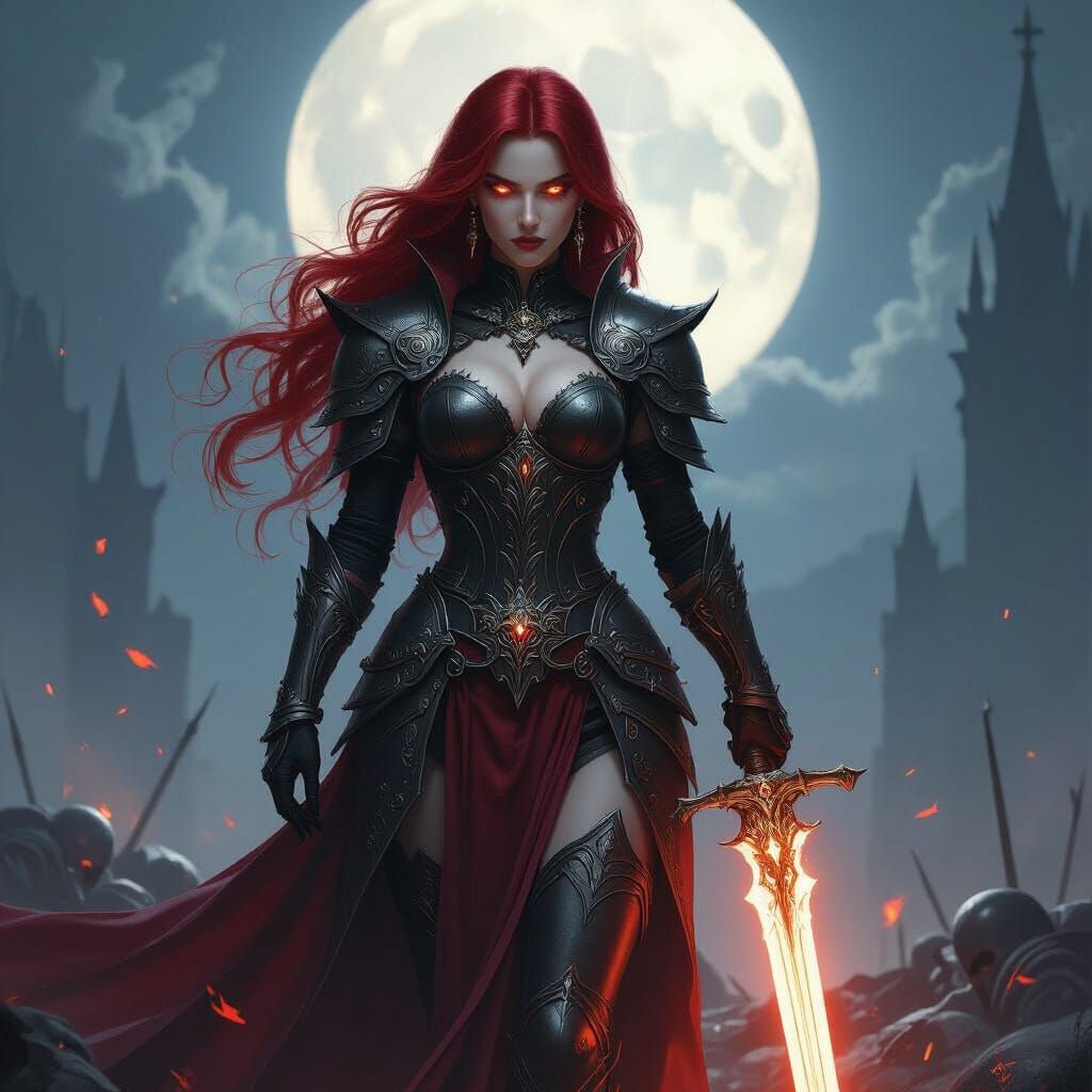 Vampire Princess Warrior With Glowing Sword
