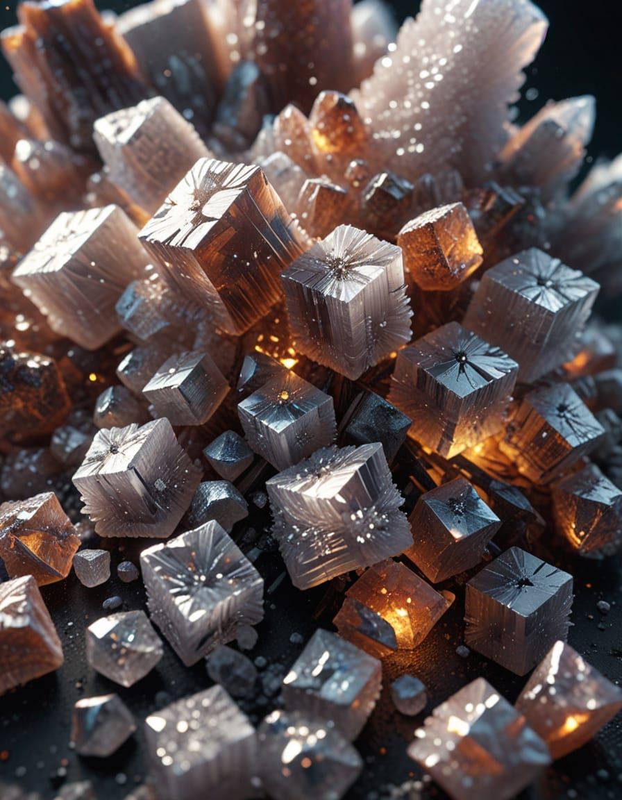 Macro View of Luminous Salt Crystals
