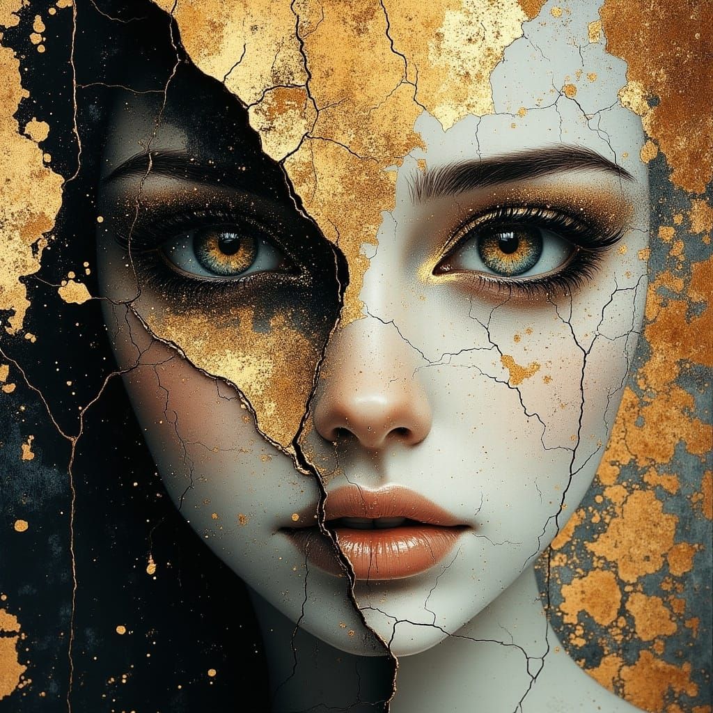 Golden Goddess with Broken Beauty