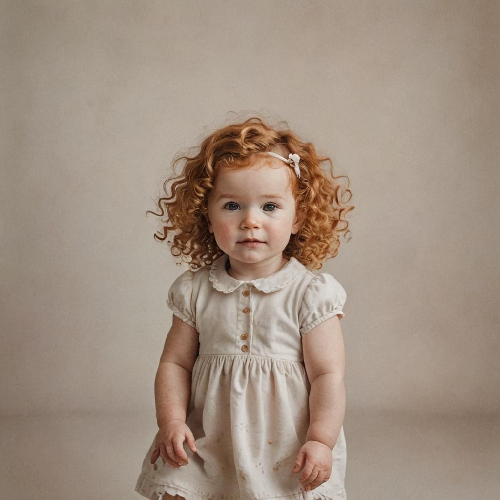 Portrait of Two Baby Girls with Curly Hair