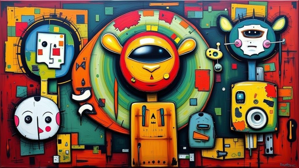 Abstract painting of animals