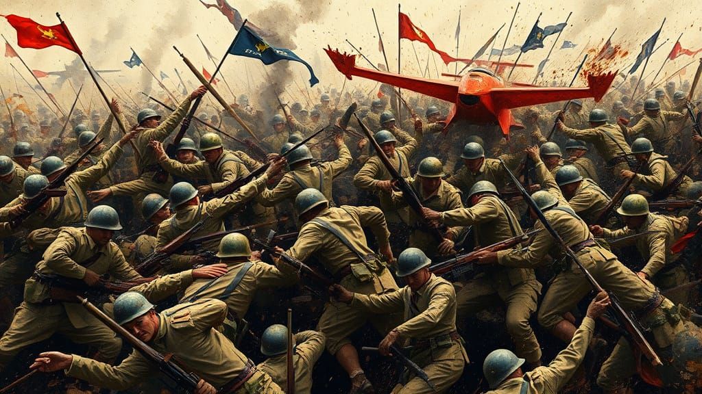 Chaos of War in Earthy Tones and Muted Colors