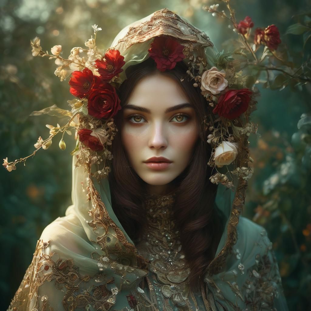 Fantasy Portrait of Woman with Ornate Hood