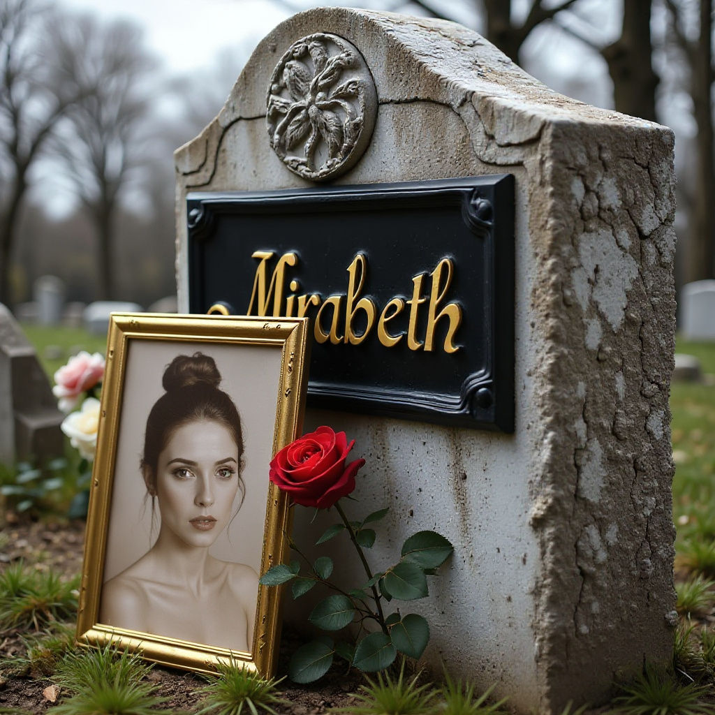 Cemetery Headstone Still Life with Red Rose