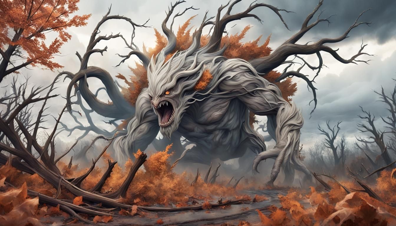 Autumn Storm Beast Emerges from Whirlwind