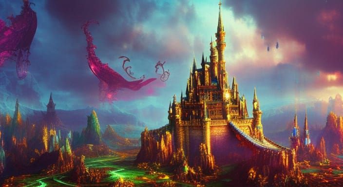 Psychedelic Fantasy Castle in Digital Matte Painting