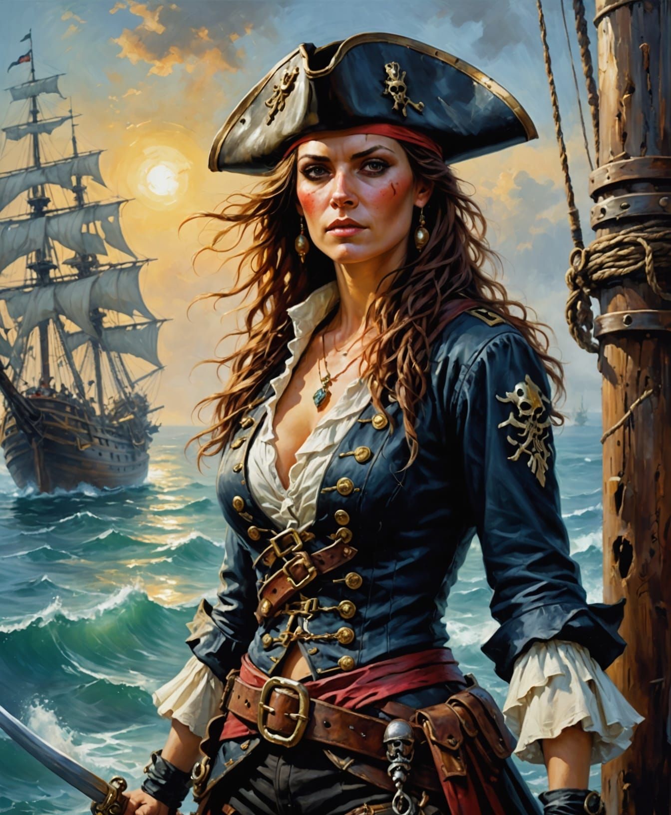 Pirate Queen in Oil Painting Style