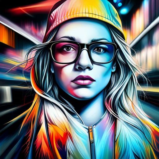 Stylish Hipster in Detailed Graffiti Street Art