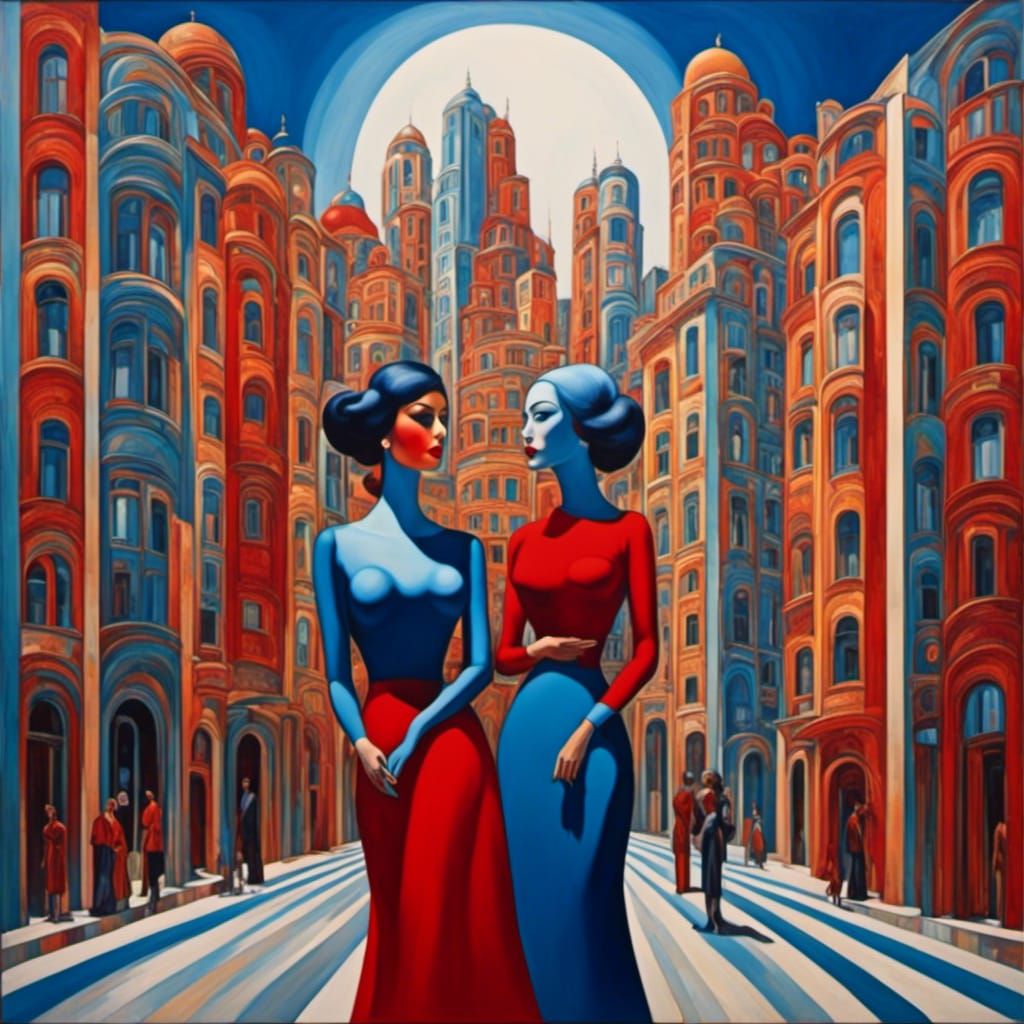 Surreal Figures in a Psychedelic Bohemian Landscape