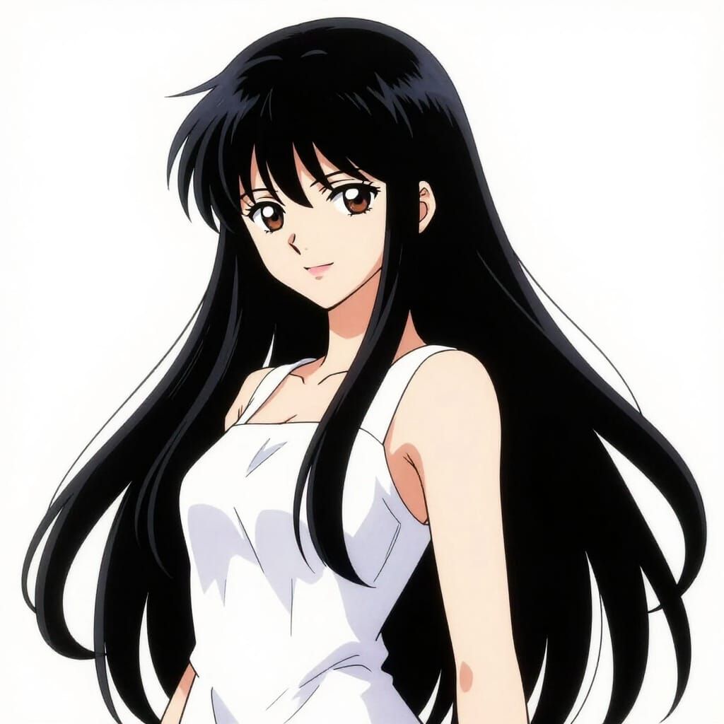 Beautiful Anime Woman in White Dress, Studio Trigger Style