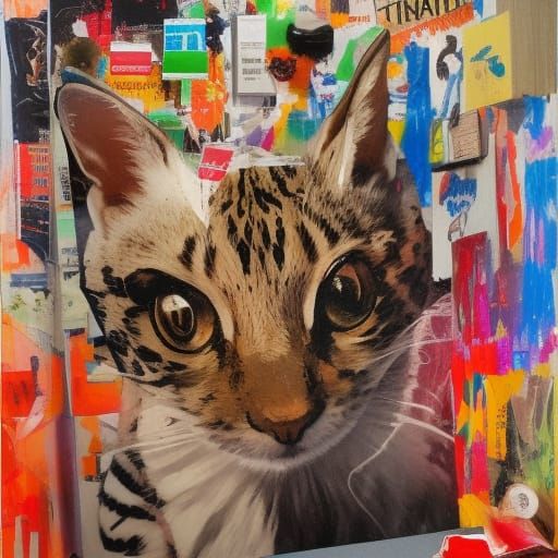 Cat in a Bag: Impressionistic Ashcan Style