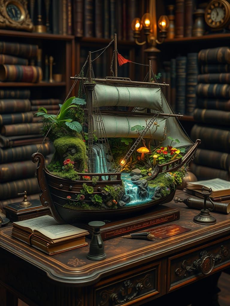 Miniature Ecosystem Inside Vintage Ship
