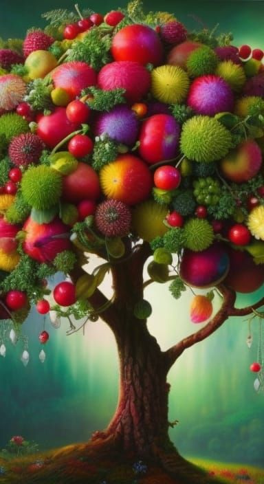 Breathtaking Fruity Giant Tree in Rococo Style