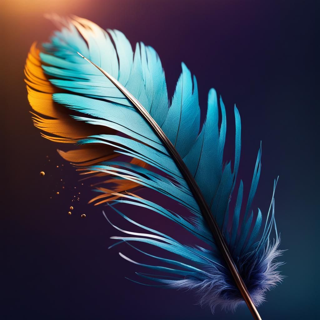 Hyperrealistic Feather with Colorful Splash Art Background