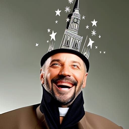 Whimsical Character with Elaborate Pointed Hat